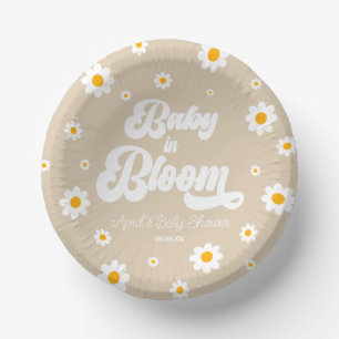 Cuencos De Papel Bebé En Bloom Tan Daisy Flower Floral Baby Shower