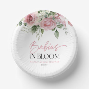 Cuencos De Papel Bebés En Baby Shower De Gemelos Florales De Rosa R