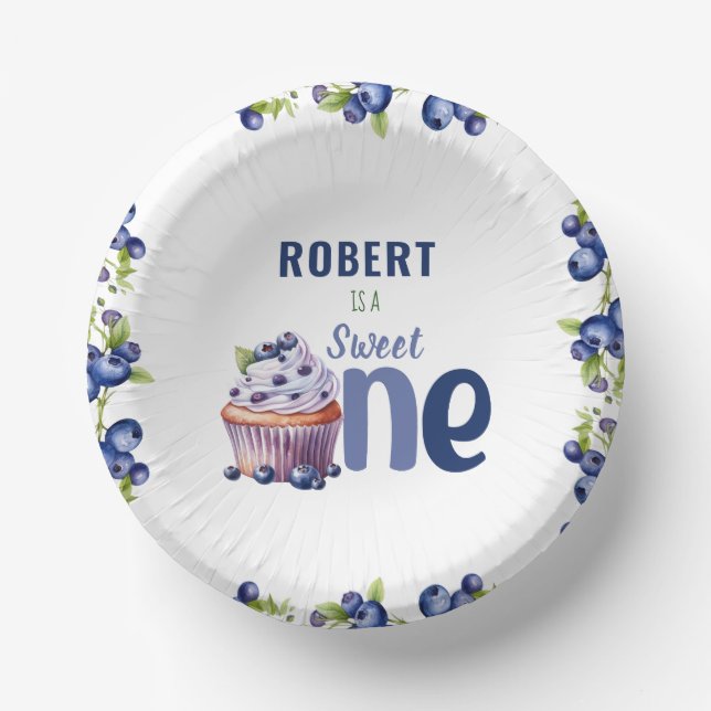 Cuencos De Papel Berry Blueberry Primer cumpleaños (Anverso)