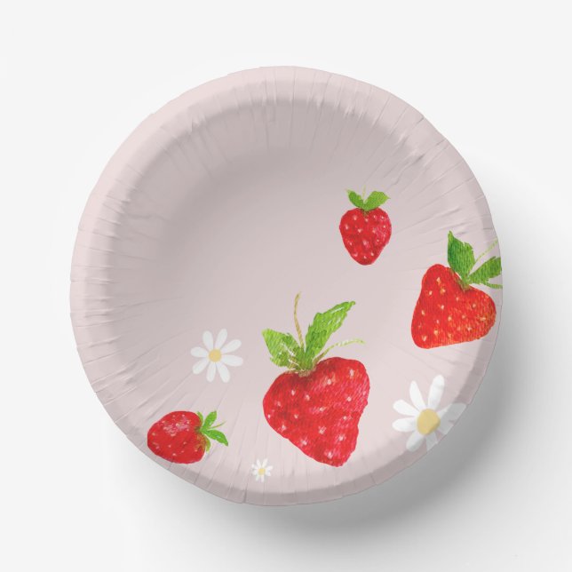 Cuencos De Papel Berry First First Strawberry Birthday (Anverso)
