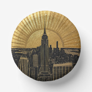 Cuencos De Papel Black and Gold Art Deco Paper Plates