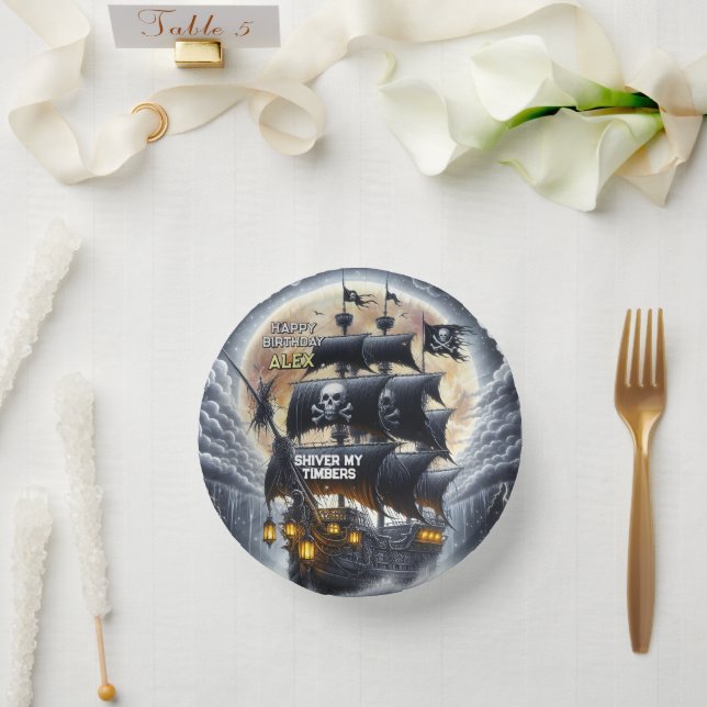 Cuencos De Papel Black Sails Ahead Pirate Theme Birthday Party (Boda)