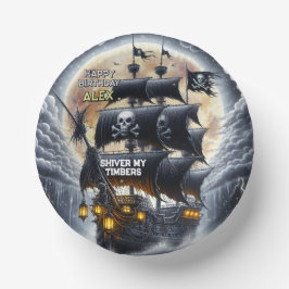Cuencos De Papel Black Sails Ahead Pirate Theme Birthday Party