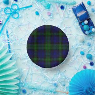 Cuencos De Papel Black Watch Tartan Blue Green Plage