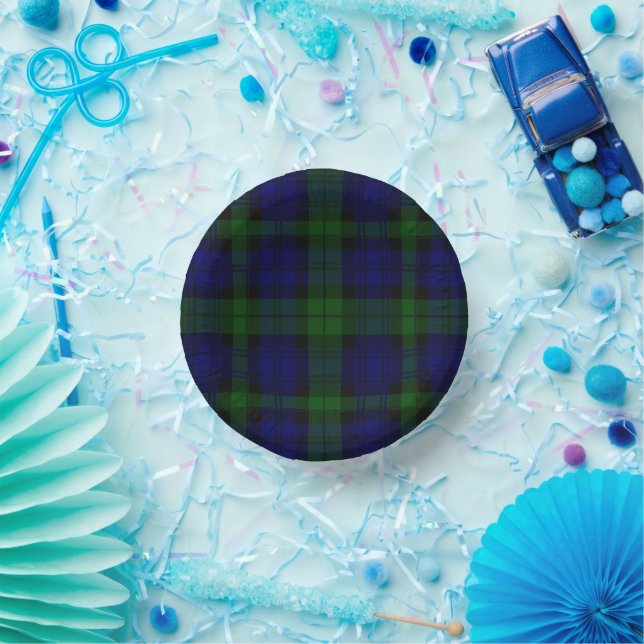 Cuencos De Papel Black Watch Tartan Blue Green Plage (Fiesta)