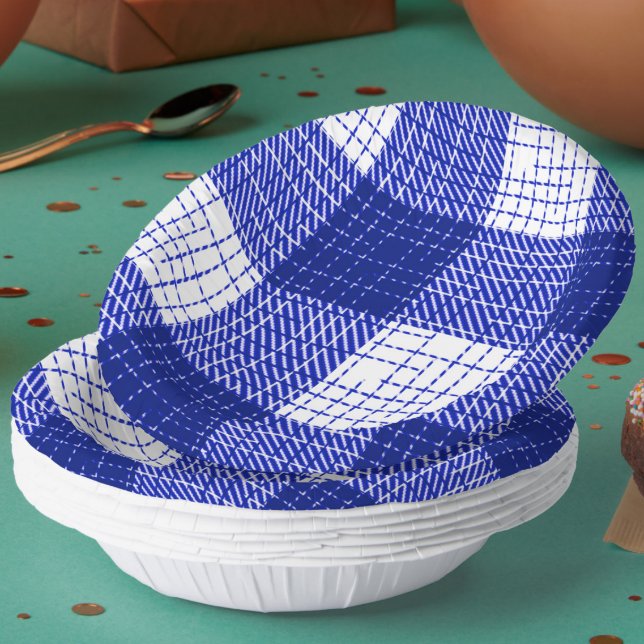 Cuencos De Papel Blue and White Bold Checkered Plaid Design  (Subido por el creador)