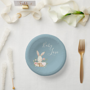Cuencos De Papel Blue Baby Love Script Baby Shower Paper Bowls