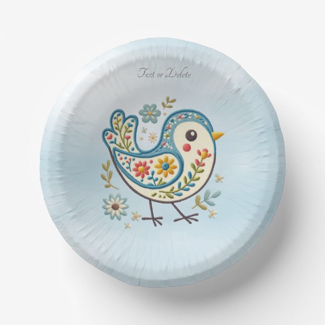 Cuencos De Papel Blue Bird Floral Paper Bowl (Anverso)
