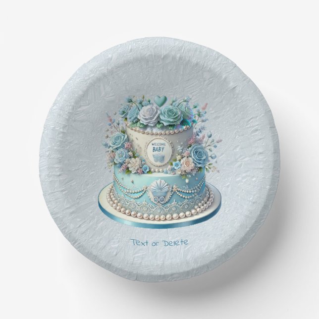 Cuencos De Papel Blue Cake Flowers Paper Bowl (Anverso)