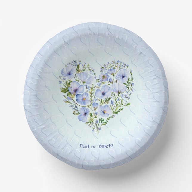 Cuencos De Papel Blue Heart Floral Paper Bowl (Anverso)