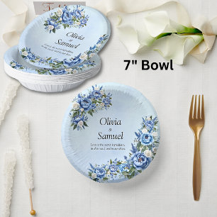 Cuencos De Papel Blue Peony sobre Blue 7"