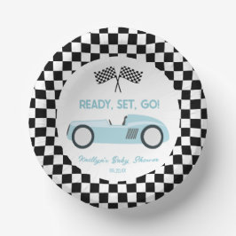 Cuencos De Papel Blue Race Car Ready Go Baby Shower