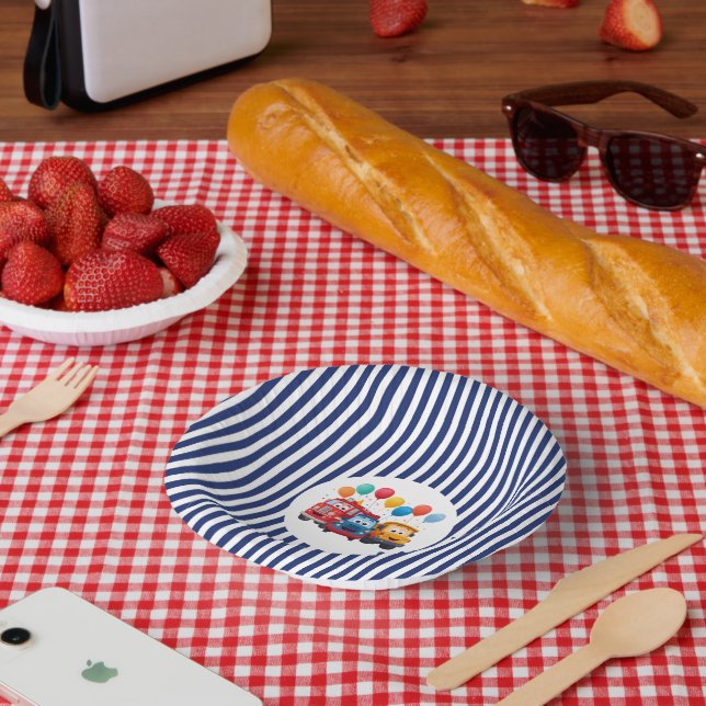 Cuencos De Papel Blue Striped Truck Birthday Theme (Picnic)