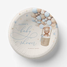 Cuencos De Papel Blue Teddy Bear Balloon Bearly Wait Baby Shower