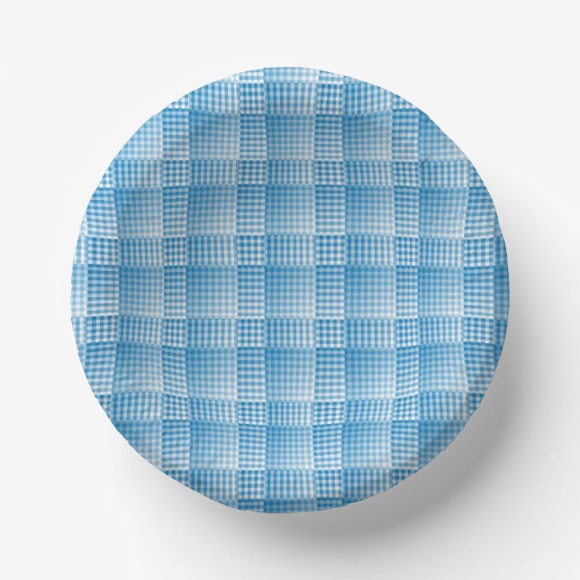 Cuencos De Papel Blue White Checker Abstract Pattern (Anverso)