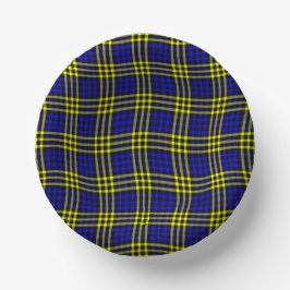 Cuencos De Papel Blue Yellow Plaid Checker Seamless Pattern