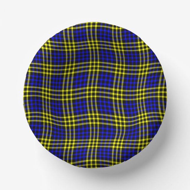 Cuencos De Papel Blue Yellow Plaid Checker Seamless Pattern (Anverso)