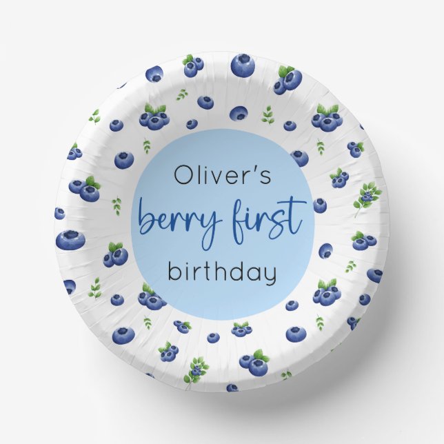 Cuencos De Papel Blueberry 1ᵉʳ Birthday Berry First (Anverso)
