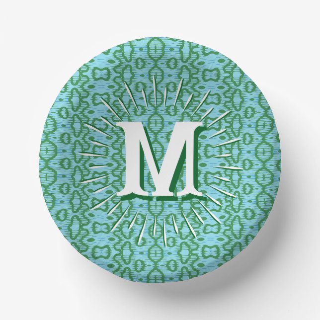 Cuencos De Papel Boa Ripple in Green + Aqua Personalized (Anverso)