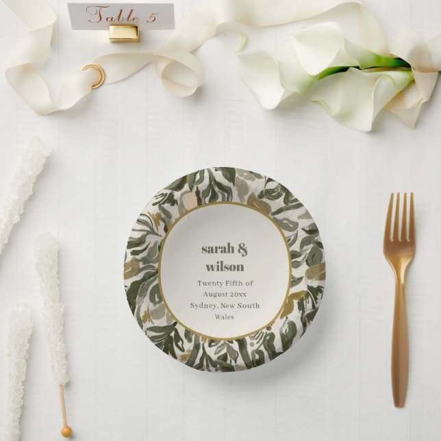 Cuencos De Papel Boda Botánico Verde Rústico Boho Retro Arch (Boda)