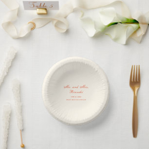 Cuencos De Papel Boda Clásica Moderna de Terracota Elegante