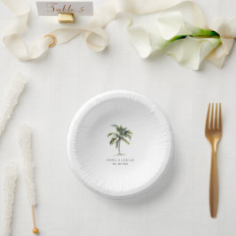 Cuencos De Papel Boda de playa tropical con palmeras mínimas