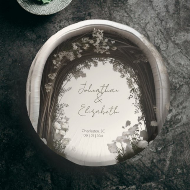 Cuencos De Papel Boda del Arco Botánico Romántico Boho (Romantic Boho Botanical Arch Wedding Paper Bowls)