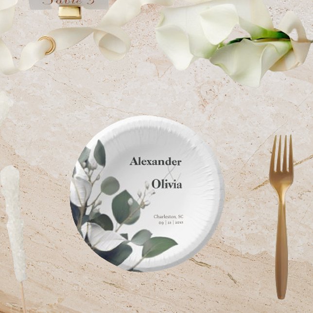 Cuencos De Papel Boda Eucalyptus Moderno (Modern Eucalyptus Wedding Paper Bowls)