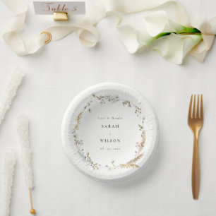 Cuencos De Papel Boho Palm Seca Pampas Grass Floral Wreath Boda