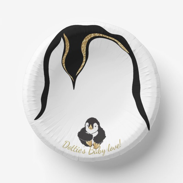 Cuencos De Papel Bolas de papel "Bebé y mami con pingüino de oro" (Anverso)