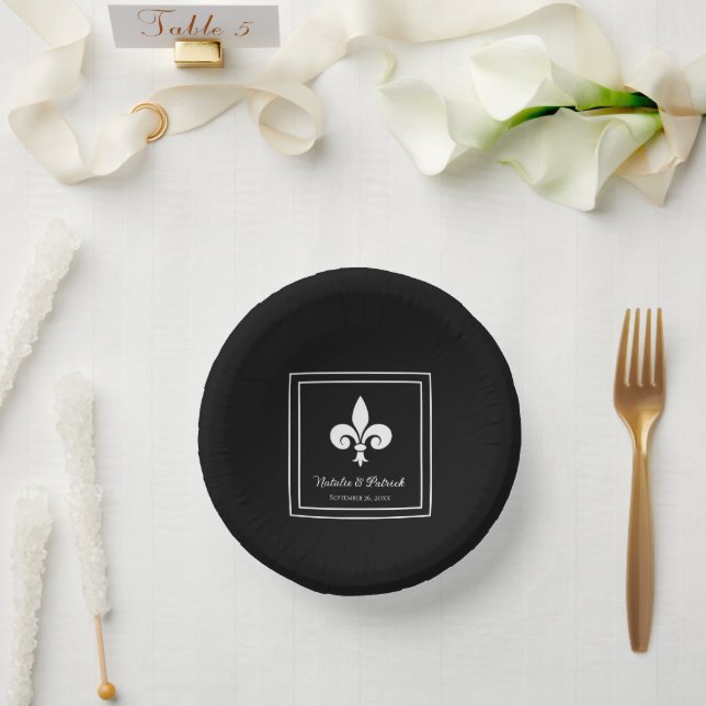 Cuencos De Papel Bolas de papel Boda Black Fleur de Lis (Boda)