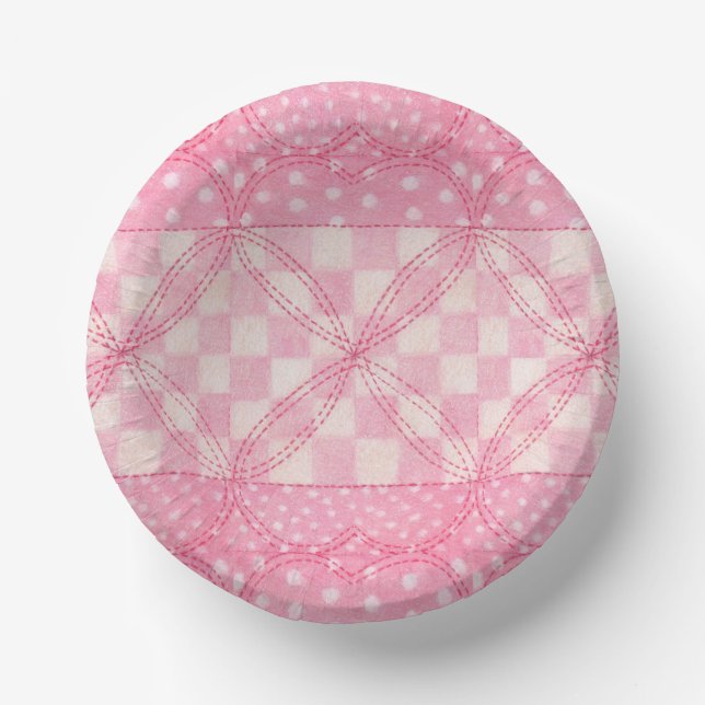 Cuencos De Papel Bolas de papel de 7" de PINK HEART QUILT (Anverso)