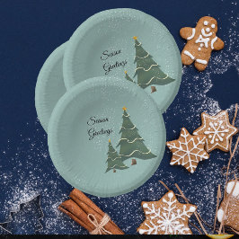 Cuencos De Papel Bolas de papel de diseño de árbol de Navidad verde