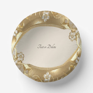 Cuencos De Papel Bolas de papel floral de ornato de oro