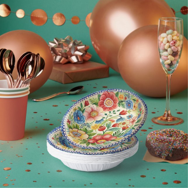 Cuencos De Papel Boleslawiec Polaco Pottery Floral Paper Set (Multi)