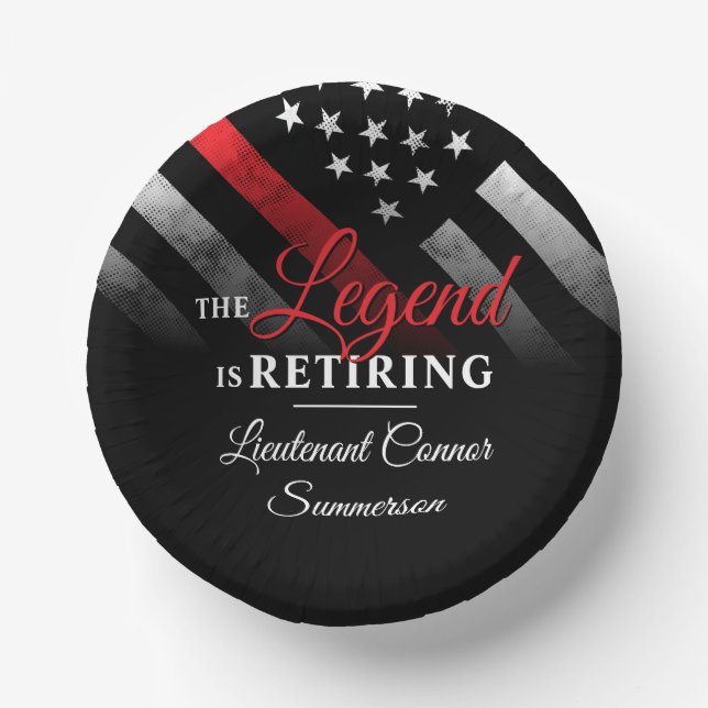 Cuencos De Papel Bombero Jubilación de la Línea Roja (Anverso)