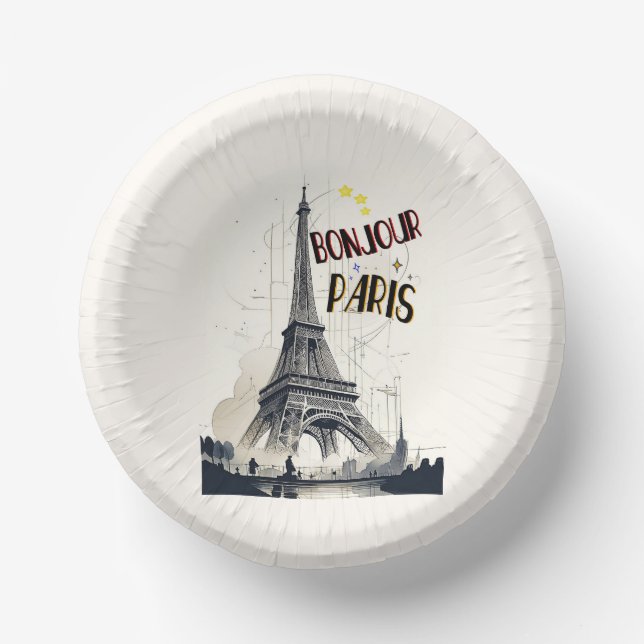Cuencos De Papel Bonjour Skyline Marathon Paris (Anverso)