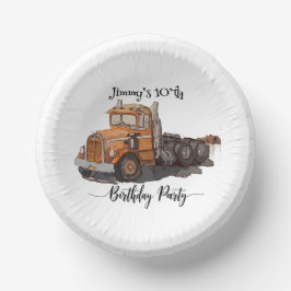 Cuencos De Papel Boys Birthday Party Orange Semi Truck