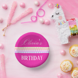 Cuencos De Papel Bright Pink and Pola Dots 