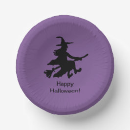 Cuencos De Papel Bruja Voladora - Morado - Feliz Halloween -