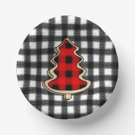 Cuencos De Papel Buffalo Plaid, Red Gingham Christmas Trees