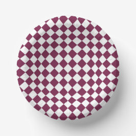 Cuencos De Papel Burgundy White Checker Diamond Pattern
