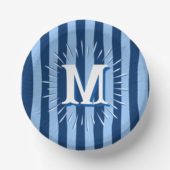 Cuencos De Papel Cabana Stripes in Blue Personalized (Anverso)