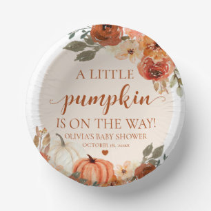 Cuencos De Papel Caída Una Calabaza Pequeña está en camino Baby Sho