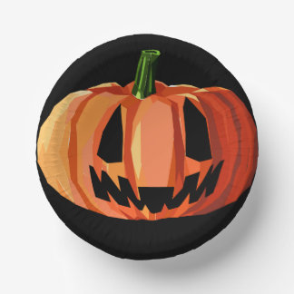 Cuencos De Papel Calabaza Jack-o’-Lantern Low Poly | Halloween 