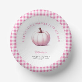 Cuencos De Papel Calabaza Rosa Gingham Plantar a la Niña Baby Showe
