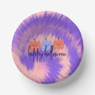 Cuencos De Papel Calabaza Tie Dye Dibujada a Mano de Halloween