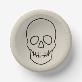 Cuencos De Papel Calavera - Blanco óseo y negro mural