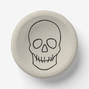 Cuencos De Papel Calavera - Blanco óseo y negro mural