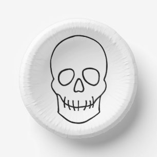 Cuencos De Papel Calavera - Blanco y negro
